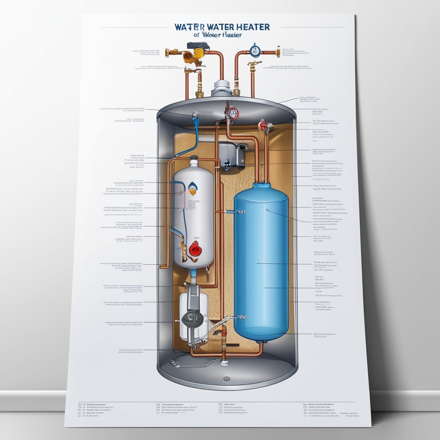 Visual Diagram of a Water Heater with Pressure Relief Valve